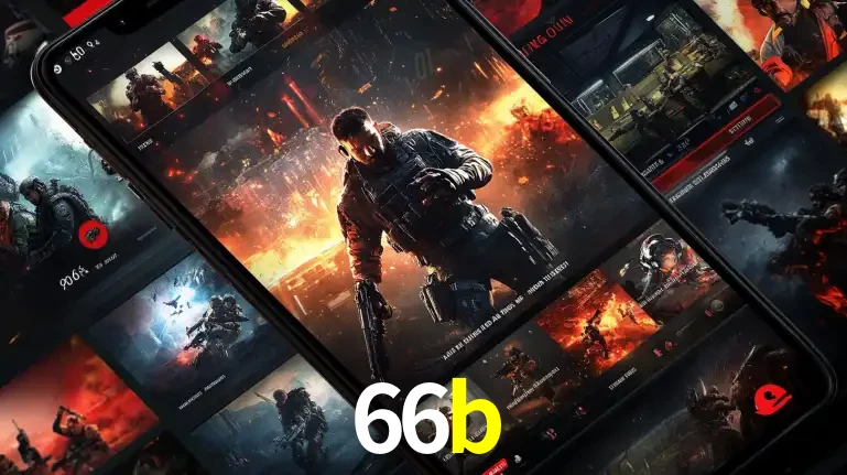 Tela de um celular exibindo uma galeria de jogos de tiro com temática militar, mostrando a variedade de e-sports disponíveis para apostas na plataforma de entretenimento 66b.