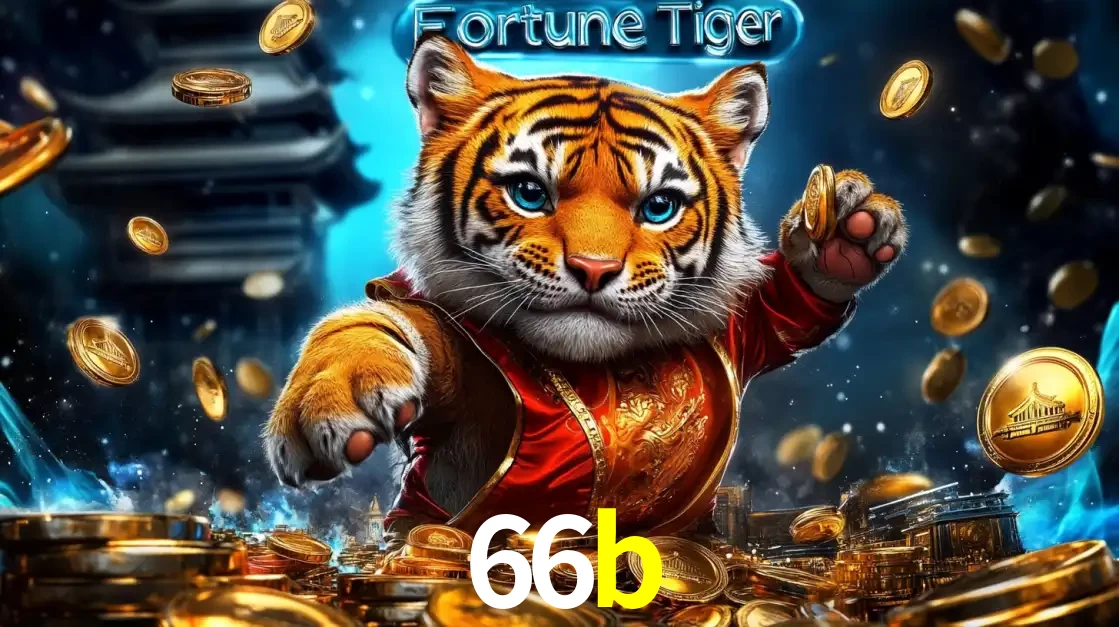 Imagem promocional do jogo de slot Fortune Tiger, com um tigre majestoso em traje tradicional cercado por uma fortuna em moedas de ouro, disponível agora no cassino 66b.